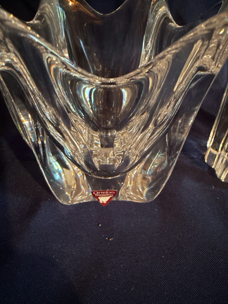 Crystal glassware: Waterford , Lenox and Orrefors candlesticks, vase, and decorative bowl - image 3 of 5
