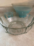 Faceted Clear Glass Bowl and Blue-Tinted Glass Vessel - thumbnail 2 of 2