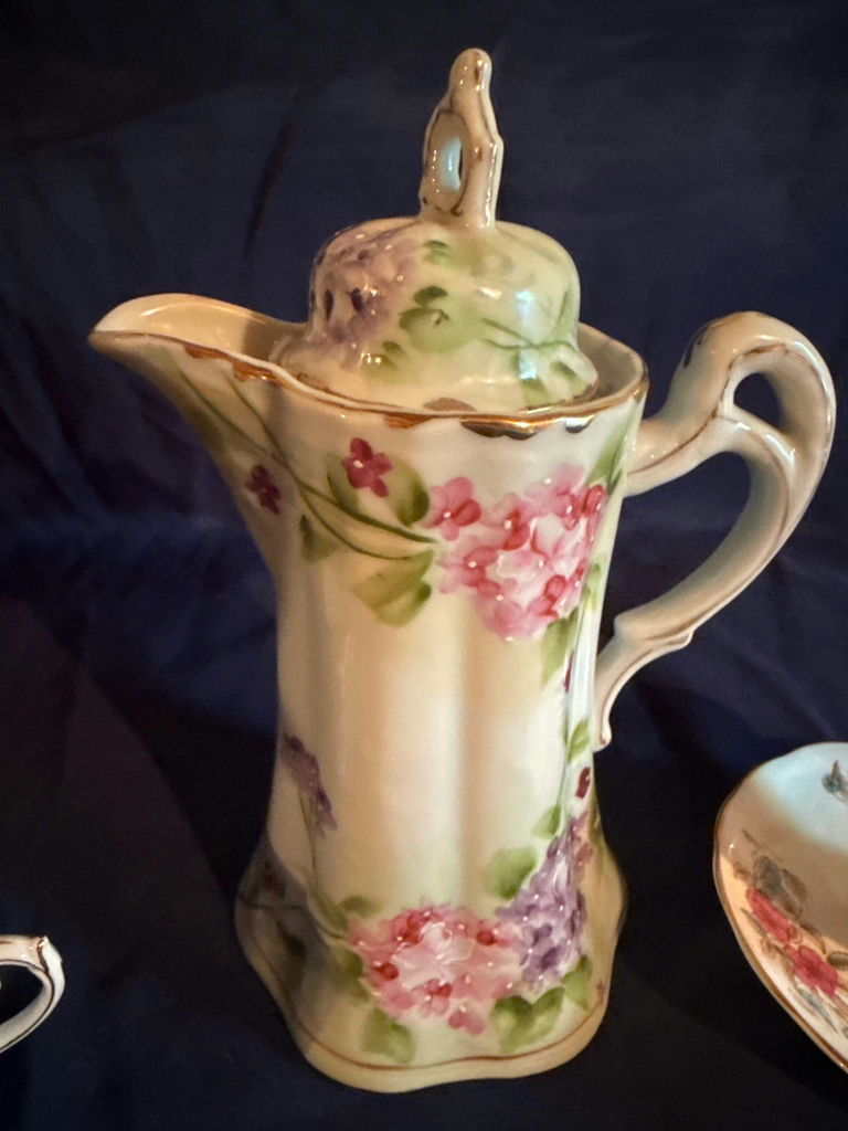 Nippon Floral porcelain teapot with lid and two teacups with saucers - image 3 of 4