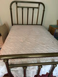 Brass full size metal bed frame with mattress - thumbnail 2 of 5