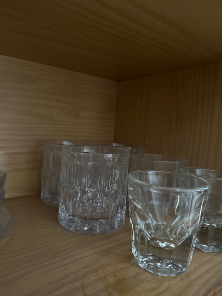 Set of faceted clear glass tumblers - image 2 of 2