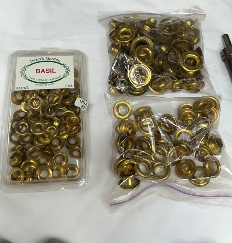 Assorted brass eyelets and metal tools - image 2 of 4