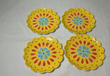 Laurie Gates floral Melamine dinnerware set with bowls, colorful plates, yellow scalloped plates, and red pedestal cups - thumbnail 3 of 6