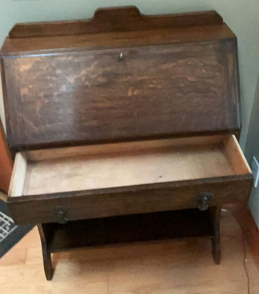 Dark wood secretary desk with drop-front writing surface - image 5 of 8