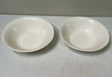 Assorted bowls: green scalloped, amber ribbed glass, blue, and white scalloped-edge - thumbnail 4 of 4