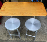 Wooden Table with Metal Stools - thumbnail 1 of 7