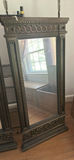Pair of Ornate Dark Wood Framed Floor Mirrors - thumbnail 3 of 4