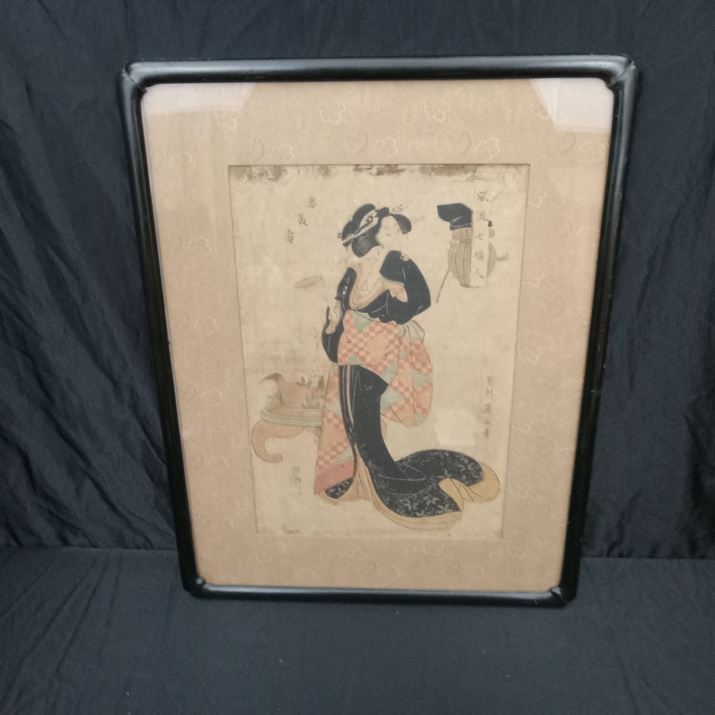 Antique Kikugawa Framed Woodblock Print - image 2 of 10