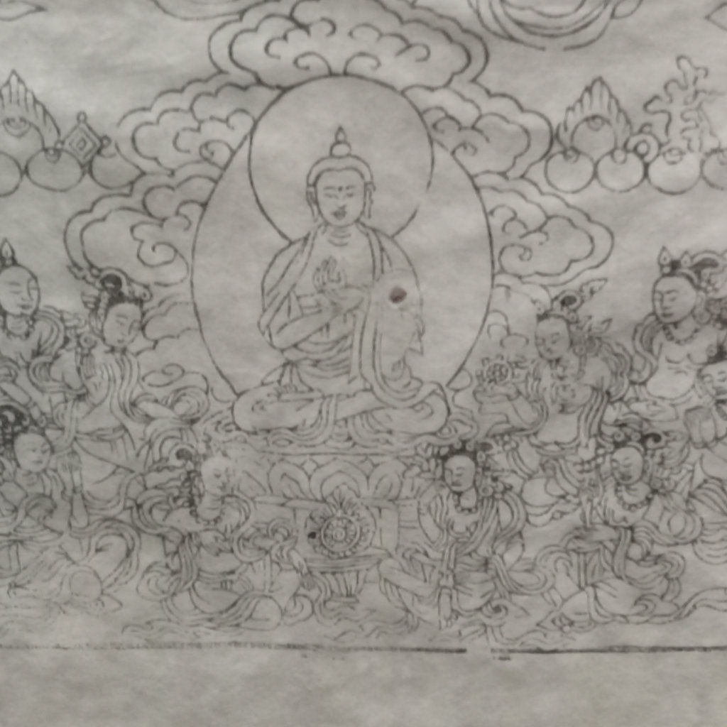 Vintage Framed Buddha with His Assembly Woodcut - image 1 of 10
