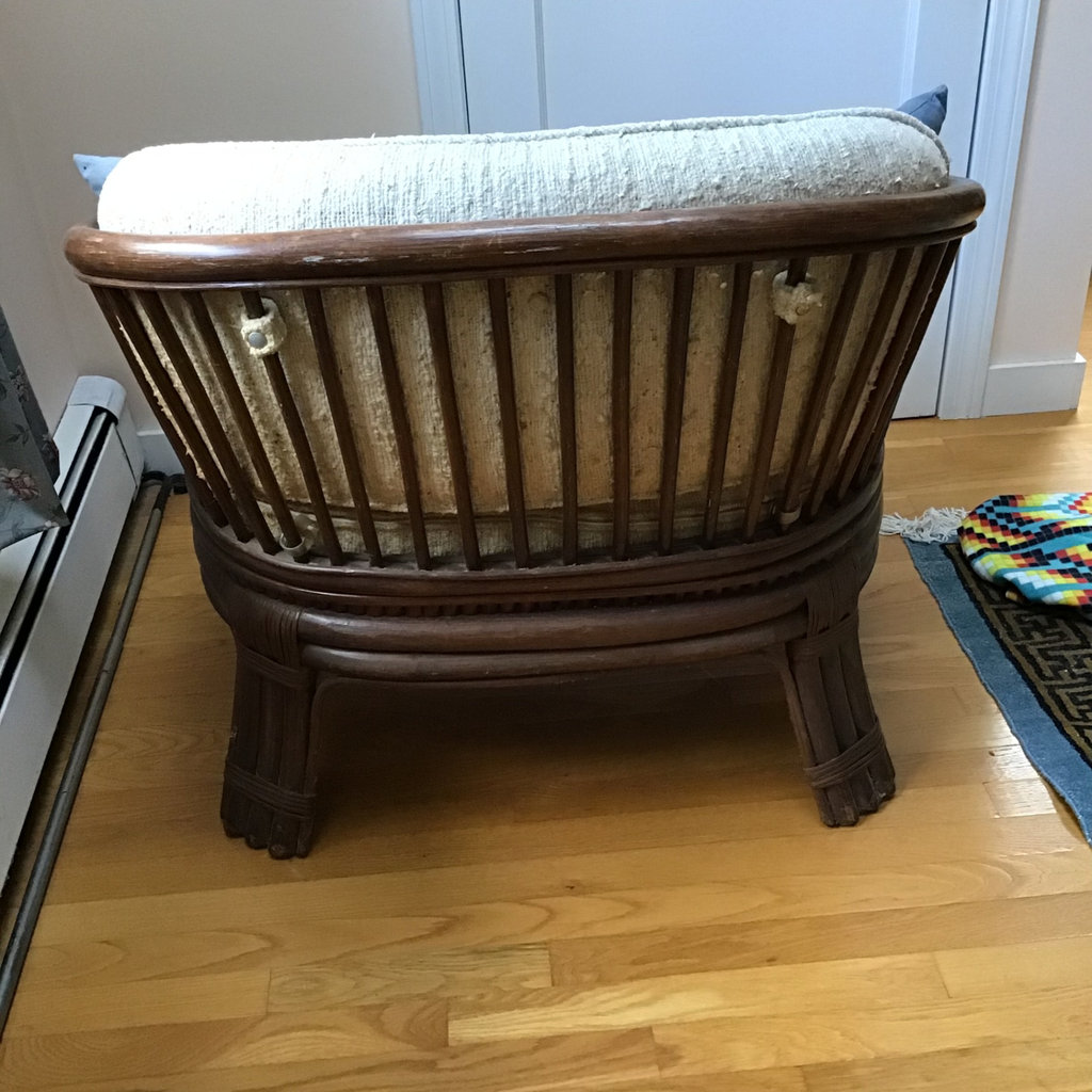 Bamboo and Boucle Upholstered Wide Chair - image 4 of 5