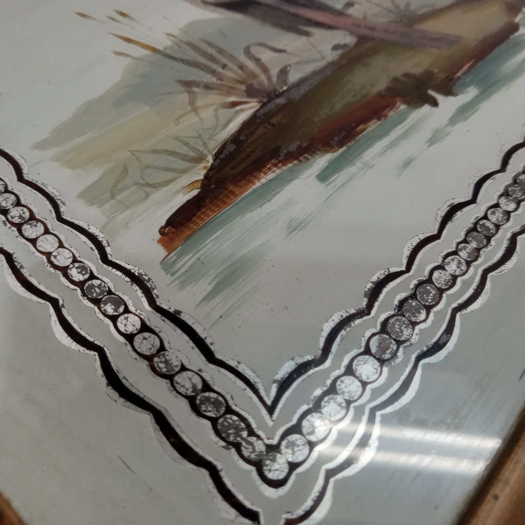 Antique Trumeau Reverse Painted Mirror - image 8 of 11