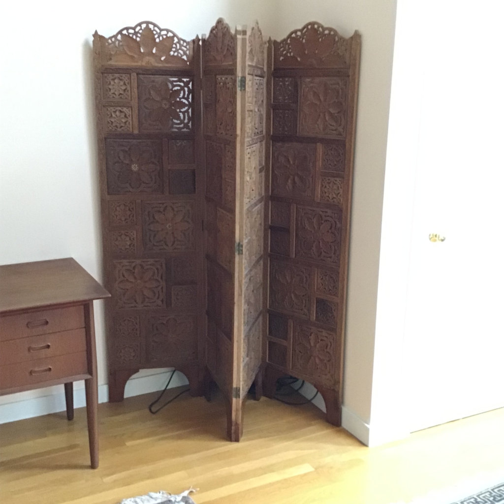 Moroccan Wood Screen with Inlay - image 1 of 6