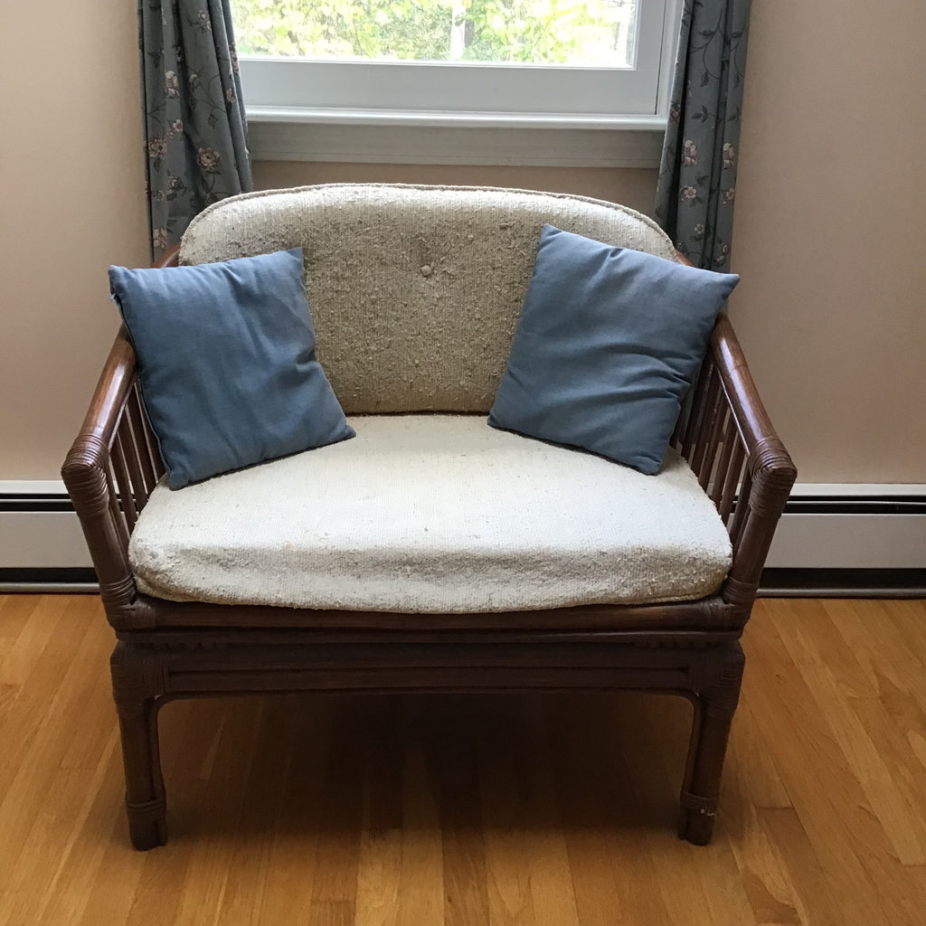 Bamboo and Boucle Upholstered Wide Chair - image 1 of 5