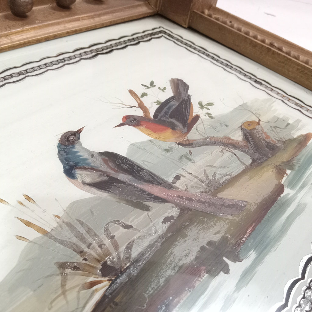 Antique Trumeau Reverse Painted Mirror - image 7 of 11