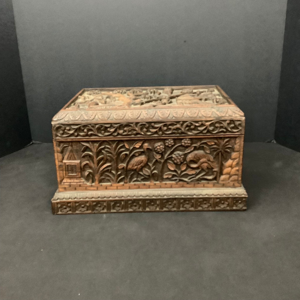 Tibetan Carved Wood Box - image 1 of 6