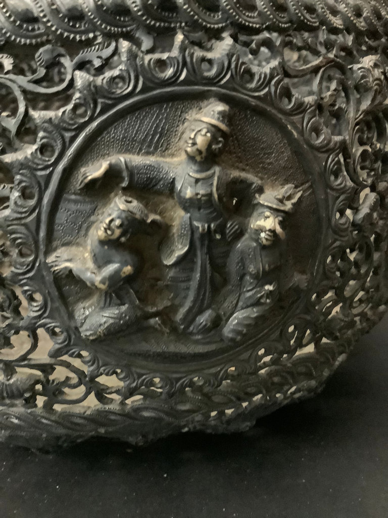 Burmese Filagree Repousse Silver Plate Bowl - image 5 of 8