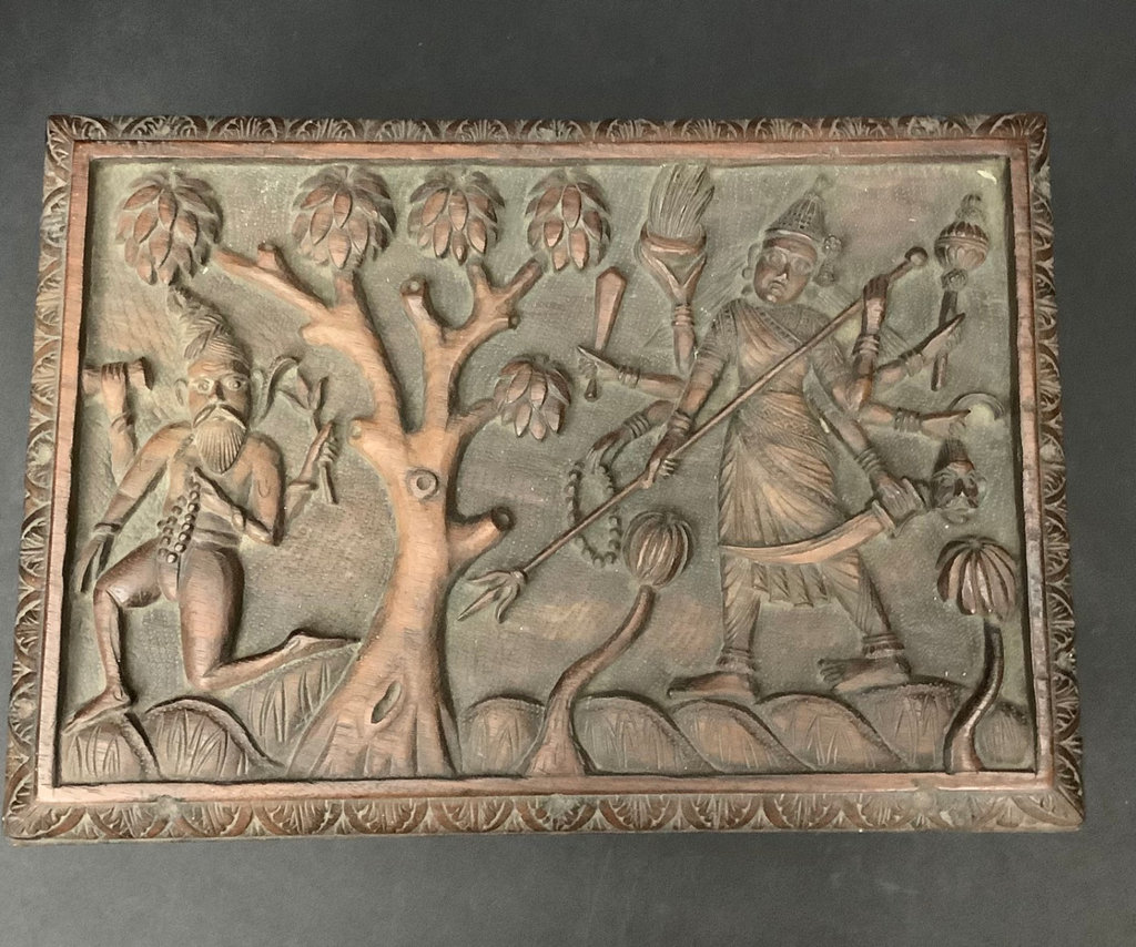 Tibetan Carved Wood Box - image 2 of 6