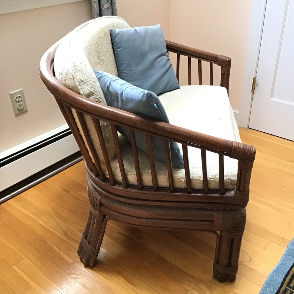 Bamboo and Boucle Upholstered Wide Chair - image 2 of 5