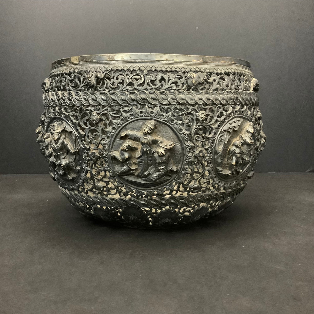Burmese Filagree Repousse Silver Plate Bowl - image 2 of 8