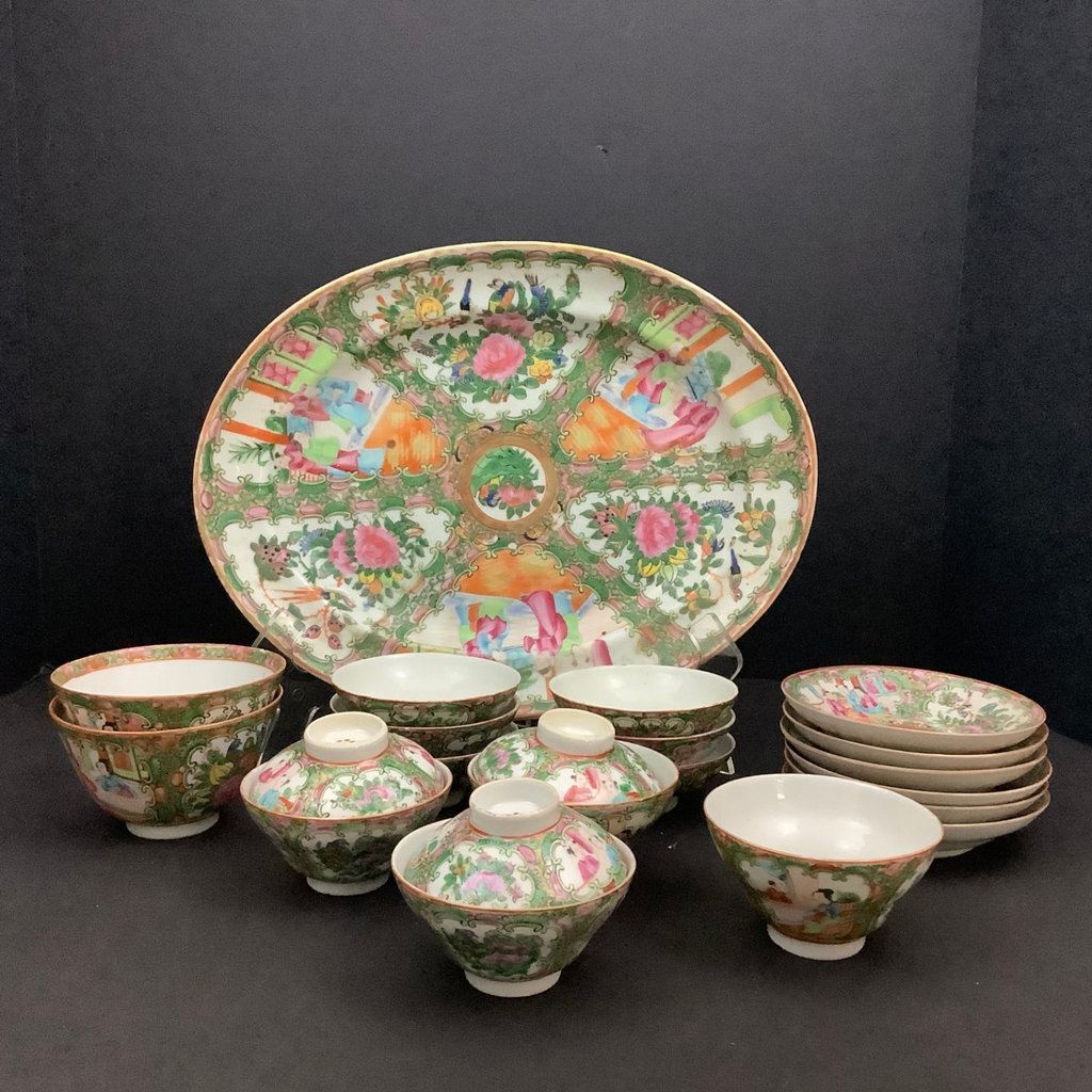 Late 1800s Rose Medallion Dishes - image 1 of 14