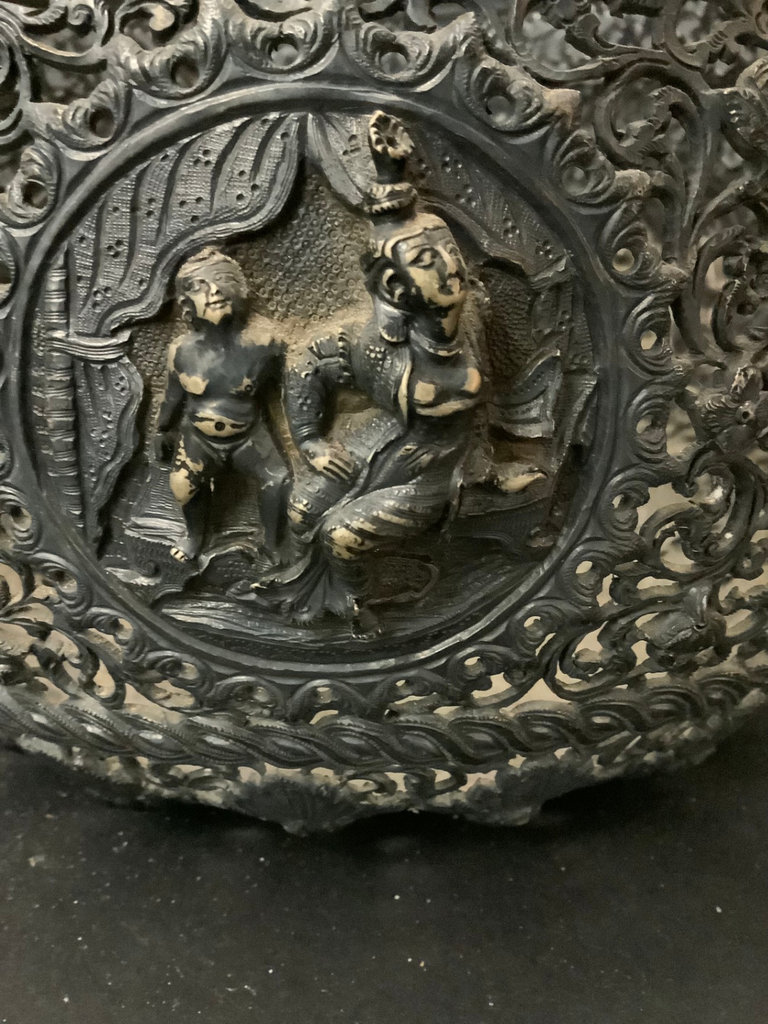 Burmese Filagree Repousse Silver Plate Bowl - image 4 of 8