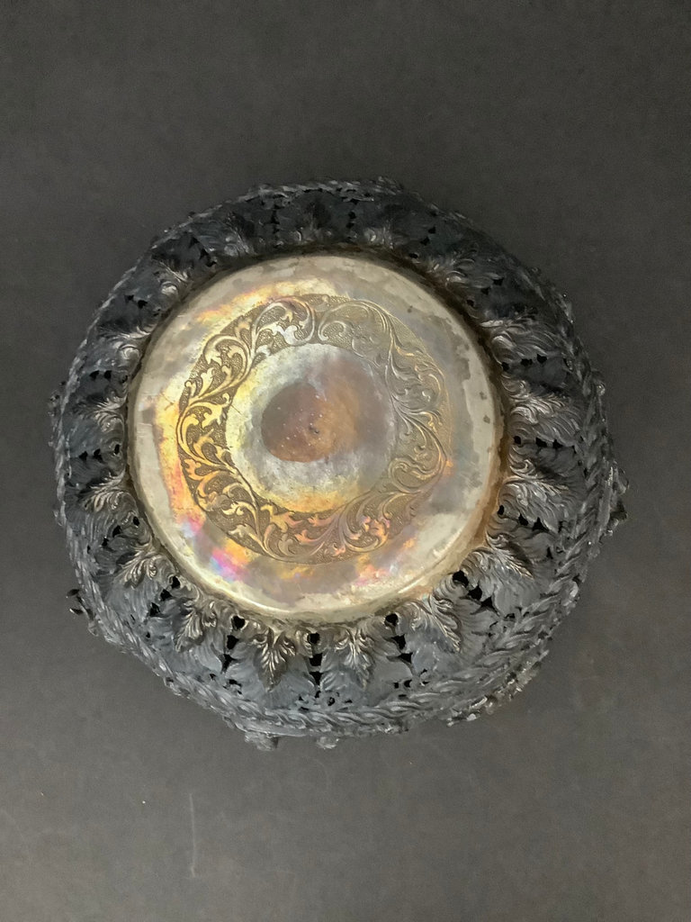 Burmese Filagree Repousse Silver Plate Bowl - image 7 of 8