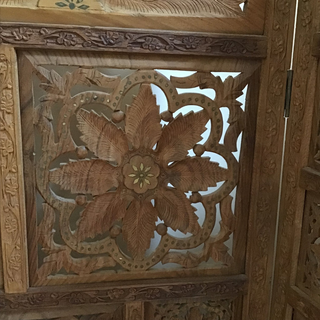 Moroccan Wood Screen with Inlay - image 3 of 6