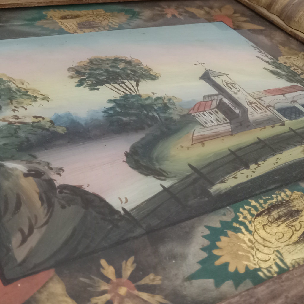 Antique Federal Reverse Painted Mirror - image 4 of 11