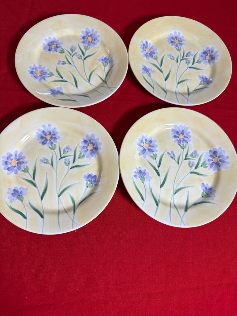 Thailand -Set of Four Hand-Painted Floral Plates - image 1 of 2