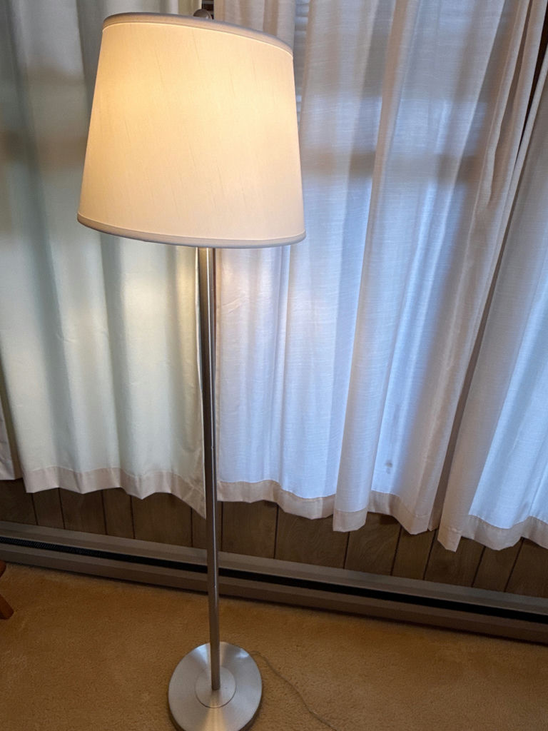 Floor lamp with white drum shade - image 1 of 2