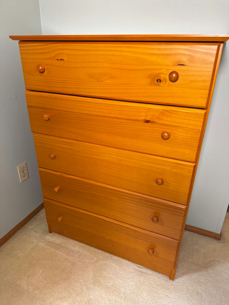 Five-Drawer Wooden Chest Dresser - located on 2nd floor. Bring help to move - image 1 of 3