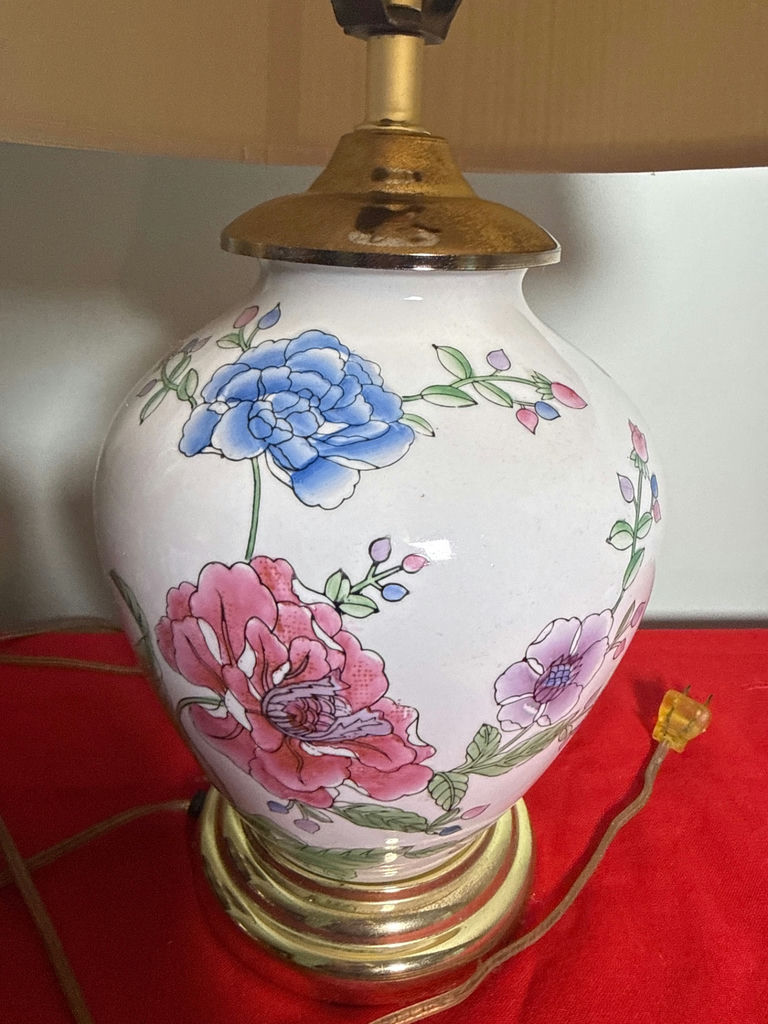 Ceramic Floral Table Lamp and Brookstone Lantern - image 2 of 3
