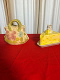 Ceramic Purse-Shaped Container and Cheese Wedge Butter Dish - thumbnail 1 of 4