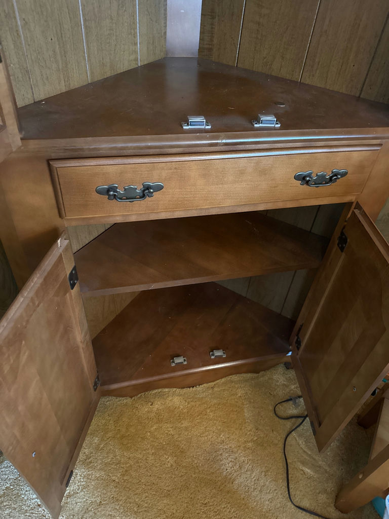 Corner Wooden china cabinet with glass display and lower storage - image 3 of 3