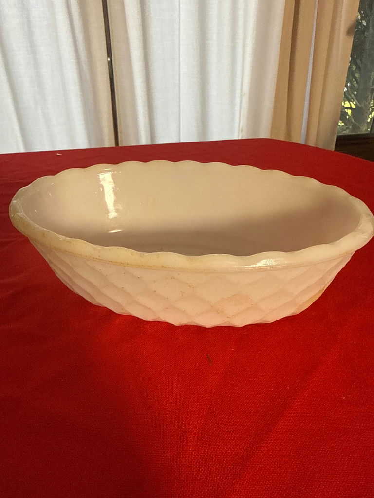 Two Oval Milk Glass Serving Dishes - image 3 of 5