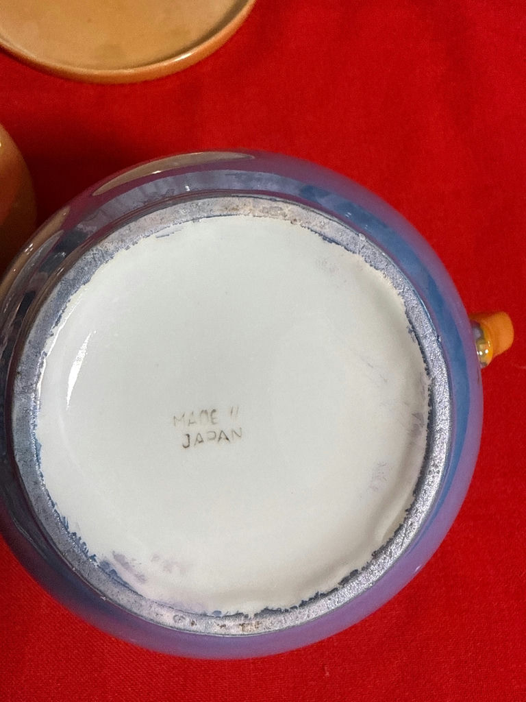 Glazed ceramic teapot with matching creamer and lid - image 5 of 5