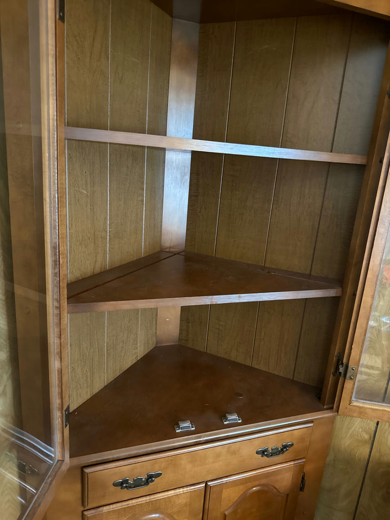 Corner Wooden china cabinet with glass display and lower storage - image 2 of 3