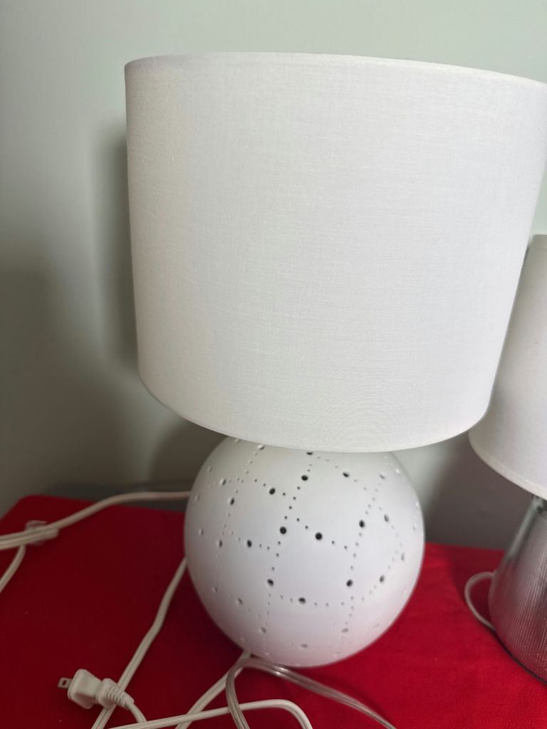 Two Table Lamps With White Shades - image 3 of 3