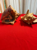 Painted lighthouse scene shell with natural conch shell - thumbnail 1 of 4