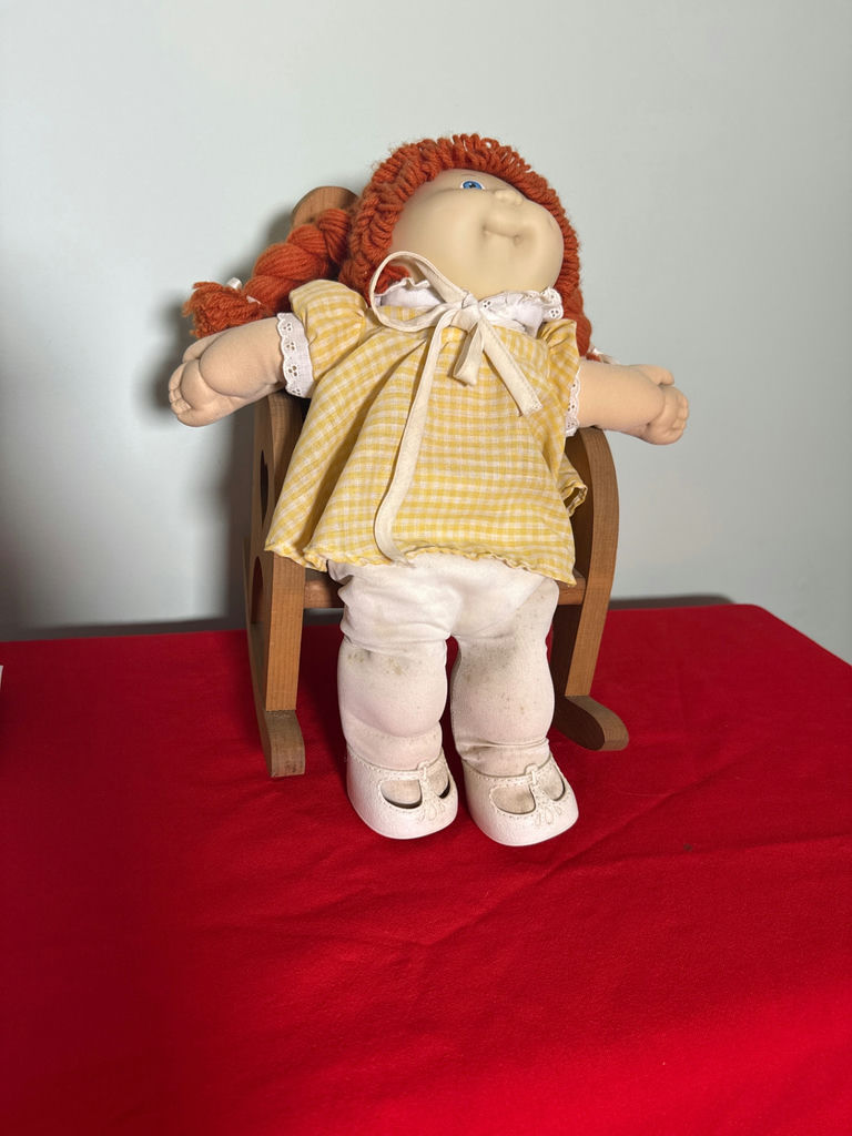 Cabbage Patch Doll and Wooden Rocking Chair - image 1 of 3