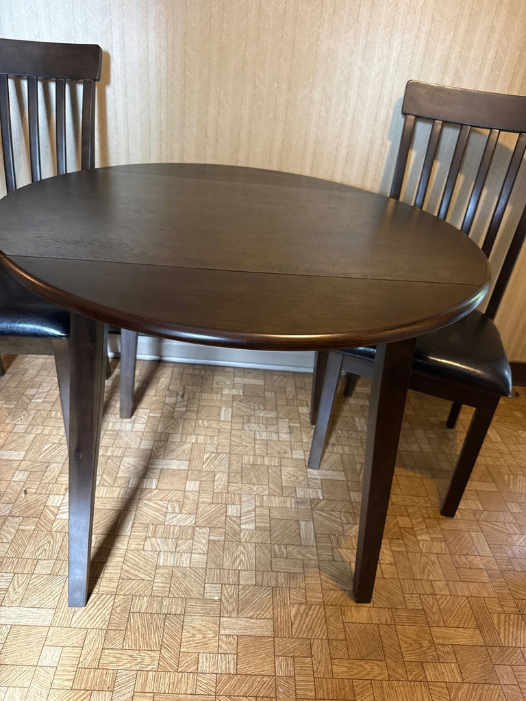 Dark Wood Drop-Leaf Dining Table and Two Chairs - image 2 of 5