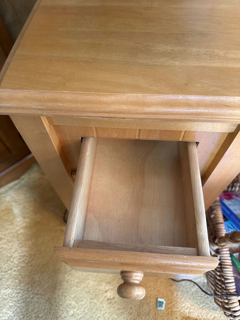 Wooden end table with drawer and shelf - image 3 of 3