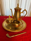 Goldtone Metal Coffee Service Set with Tray and Stirrer - thumbnail 1 of 2
