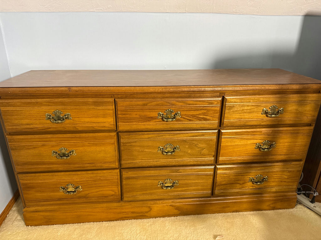 Wooden Nine-Drawer Dresser - located on 2nd floor. Bring help to move - image 1 of 3