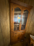 Corner Wooden china cabinet with glass display and lower storage - thumbnail 1 of 3
