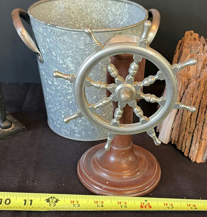 Nautical decorative items with ship wheel, bucket, and glass bottle - image 2 of 9