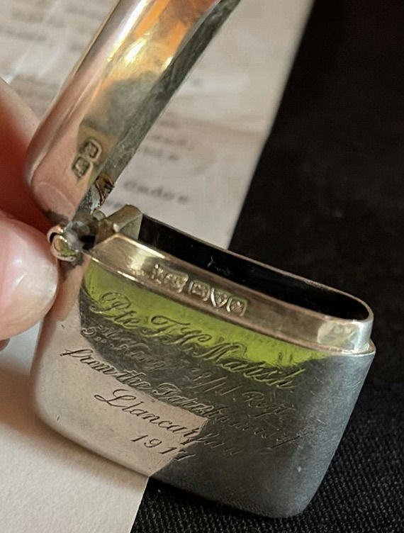 Typed 1978 letter and WWI engraved silver match safe - image 5 of 5