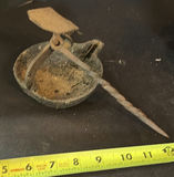 Antique brass lamp burner with ring clamp and base - thumbnail 2 of 9