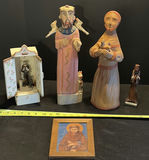Set of wooden religious statues and shrine - thumbnail 1 of 11