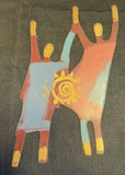 Colorful Abstract Figures and Etched Clay Wall Plaque - thumbnail 3 of 5